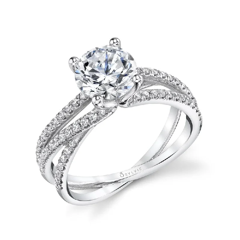 Sylvie Collection 14K White Gold Round Engagement Ring Setting