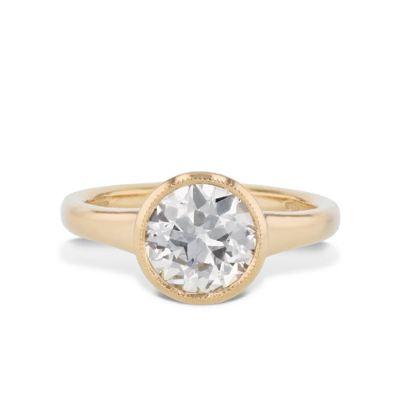 Round Bezel Diamond Yellow Gold Engagement Ring