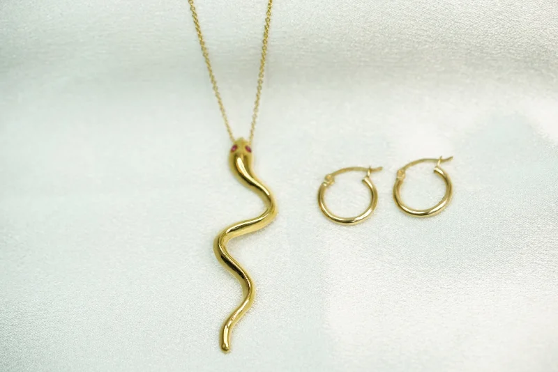 14k Snake Necklace and FREE Earring