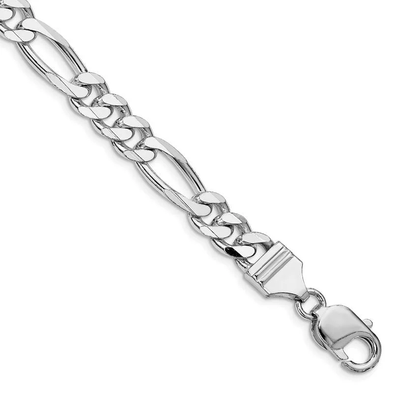 Sterling Silver Rhodium-plated 7.75mm Figaro Chain Bracelet