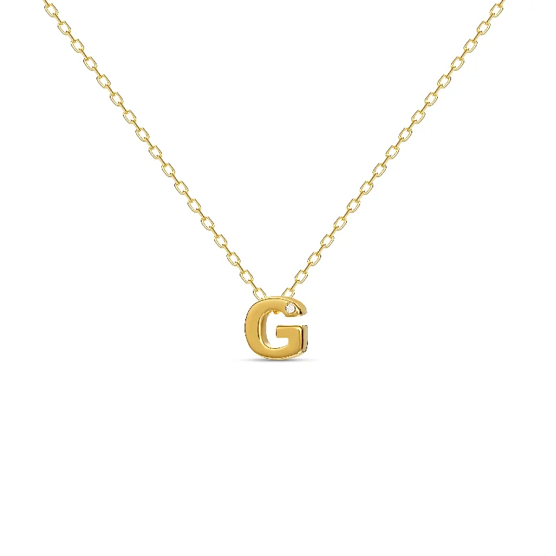 Diamond Letter Necklace "G" - 18 karat gold vermeil on sterling silver, diamond 0.01 carat