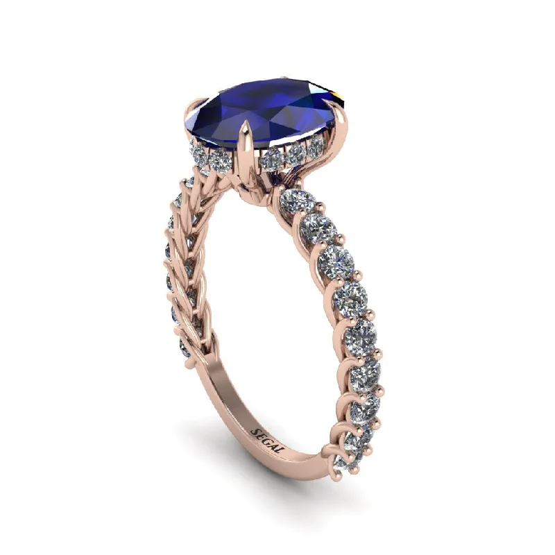 Oval-Cut Halo Sapphire Timeless Elegance Engagement Ring - Kelsey No. 14