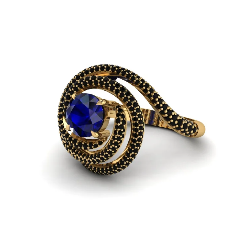 Sapphire Double Halo Swirling Engagement Ring - Serena No. 43