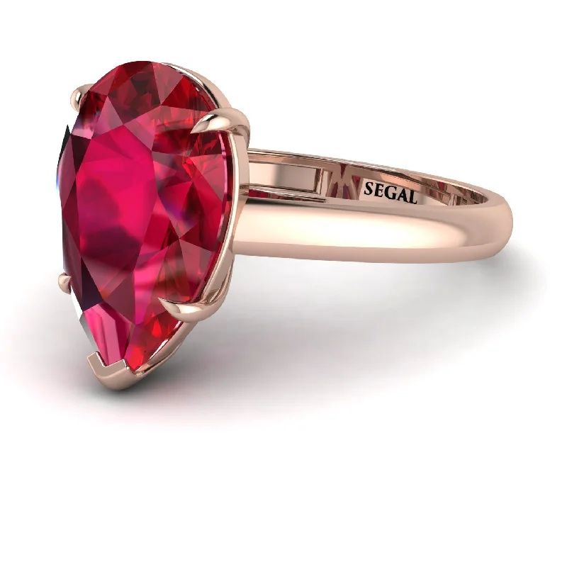 Pear Cut Ruby Solitaire Engagement Ring - Elle No. 11