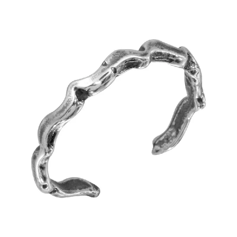 Silver 925 Wave Design Adjustable Toe Ring - TR121-A