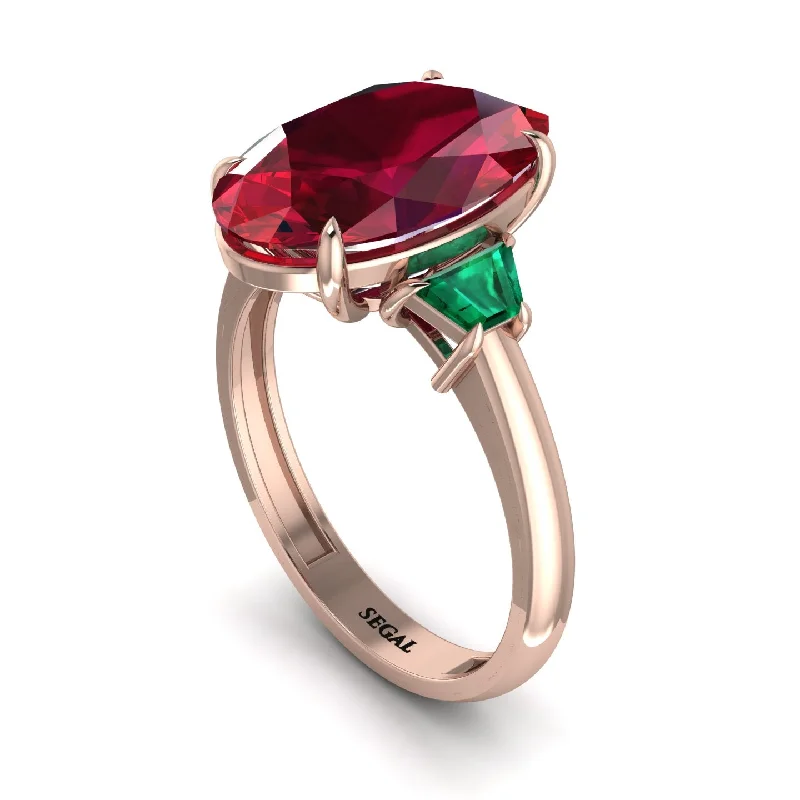 Oval-Cut Ruby Three Stone Engagement Ring - Amari No. 26