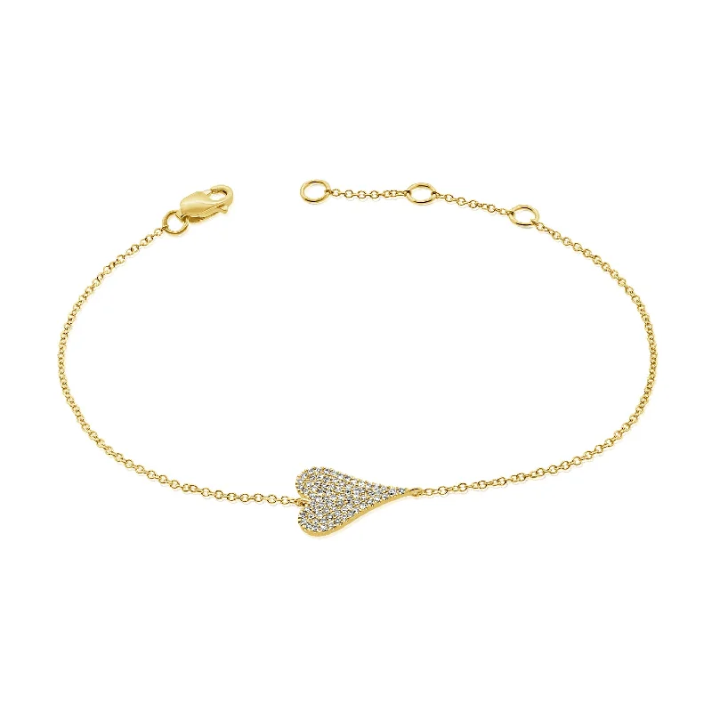 14K Gold Heart Bracelet with Diamonds