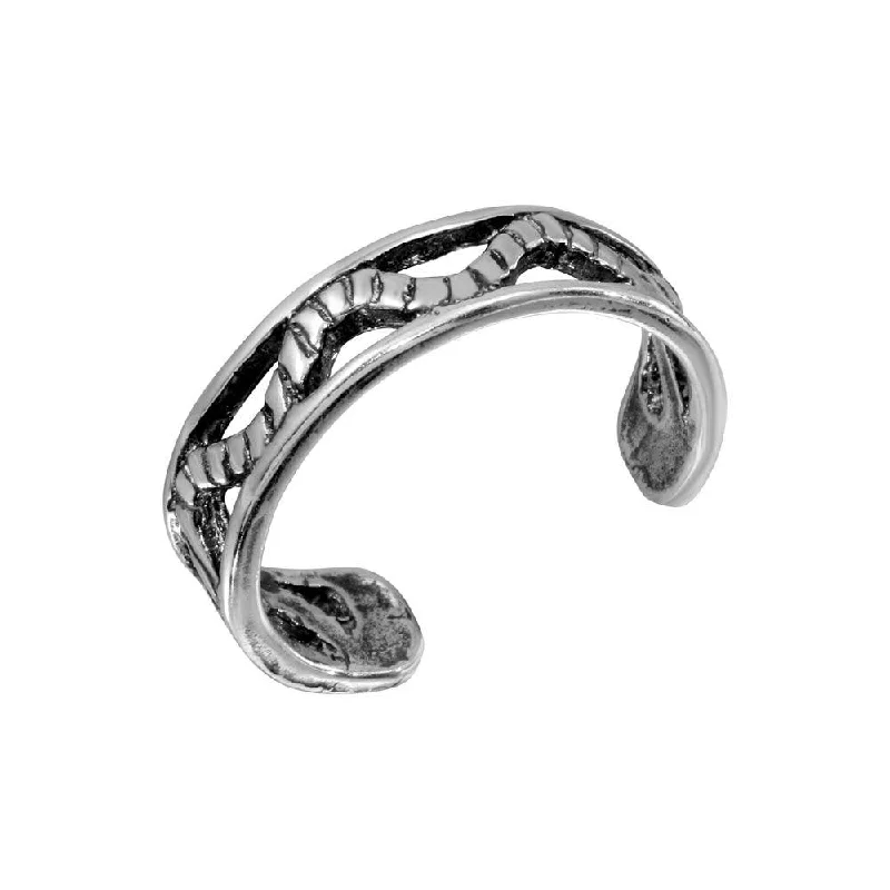 925 Sterling Silver Wave Rope Design Toe Ring - TR227-A