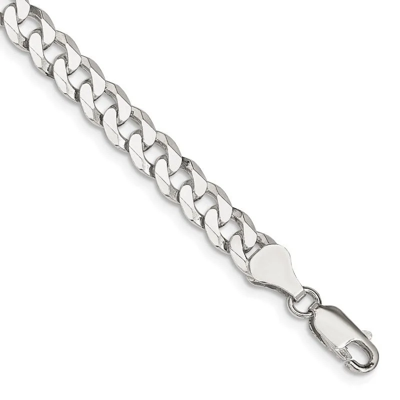 Sterling Silver 6mm Beveled Curb Chain Bracelet