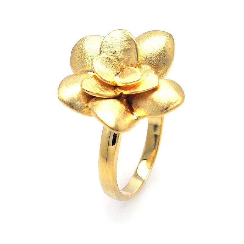 Clearance-Silver 925 Gold Plated Flower Ring - STR00577