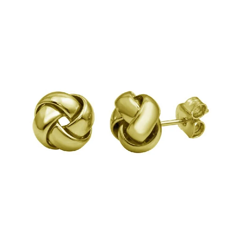 Gold Plated 925 Sterling Silver Knot Stud Earrings - ARE00024GP