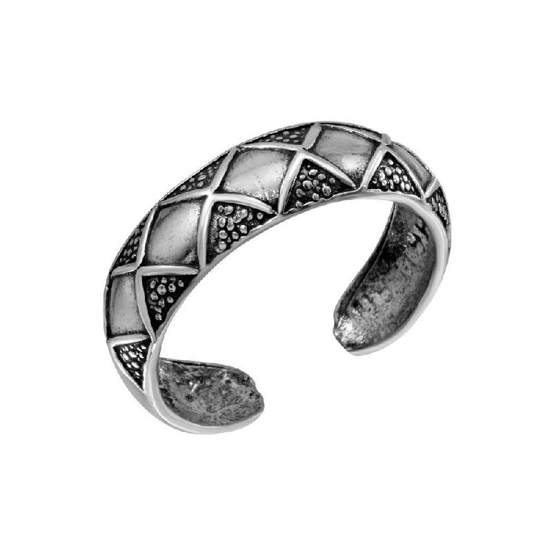 925 Sterling Silver Diamond Pattern Toe Ring - TR281-A