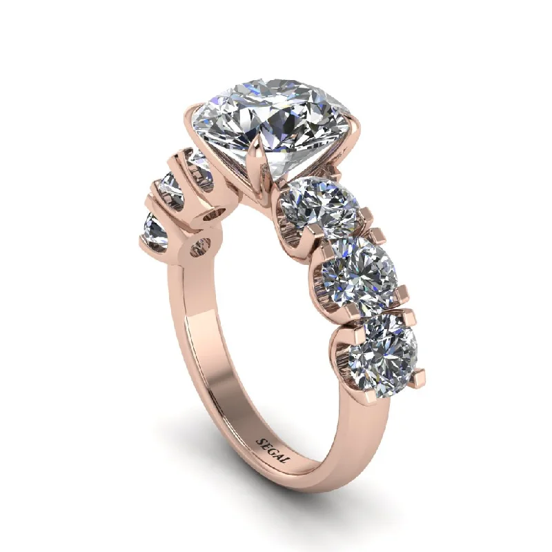 Round Cut Diamond Cathedral Engagement Ring - Tatum No. 2