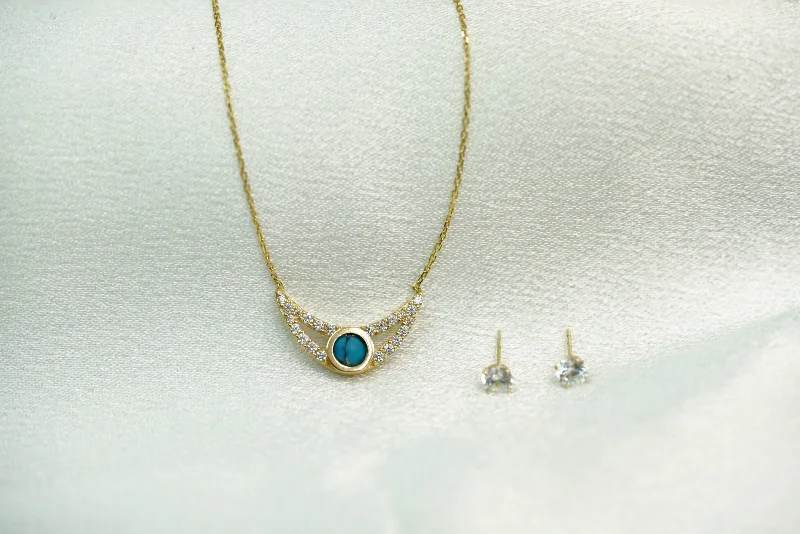 14k Moon Crystals Necklace and FREE Earring