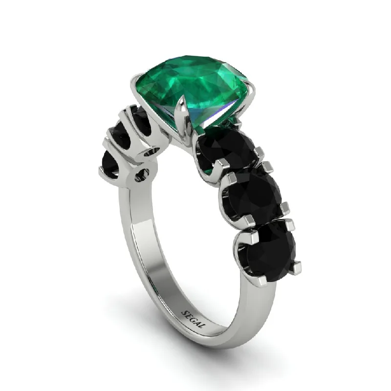 Round Cut Emerald Cathedral Engagement Ring - Tatum No. 36