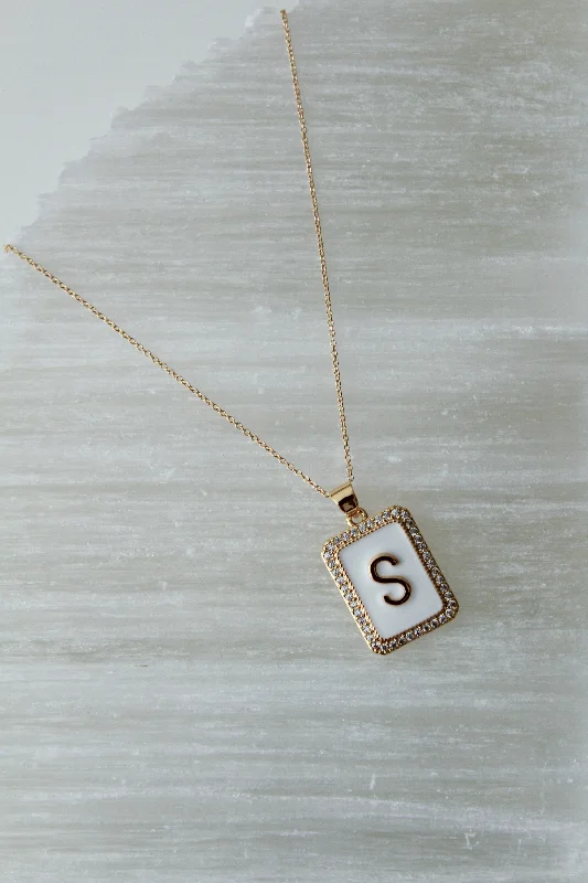 White Letter Necklace