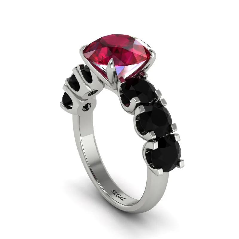 Round Cut Ruby Cathedral Engagement Ring - Tatum No. 42