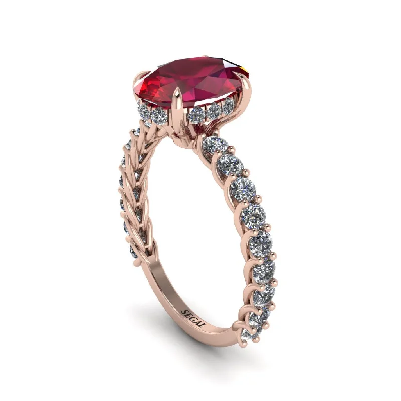 Oval-Cut Halo Ruby Timeless Elegance Engagement Ring - Kelsey No. 11