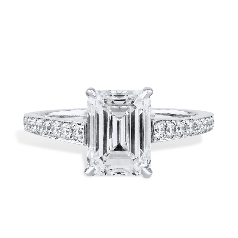 2.02 Carat Emerald Cut Diamond Platinum Engagement Ring