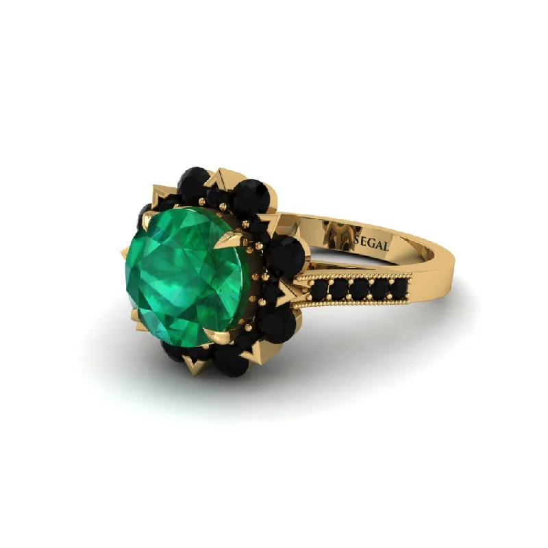 Emerald Halo Sunburst Engagement Ring - Winter No. 34