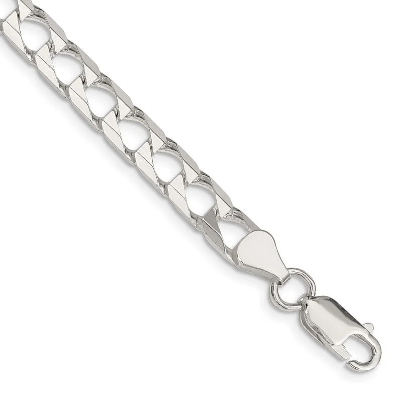 Sterling Silver 6.25mm Flat Open Curb Chain Bracelet