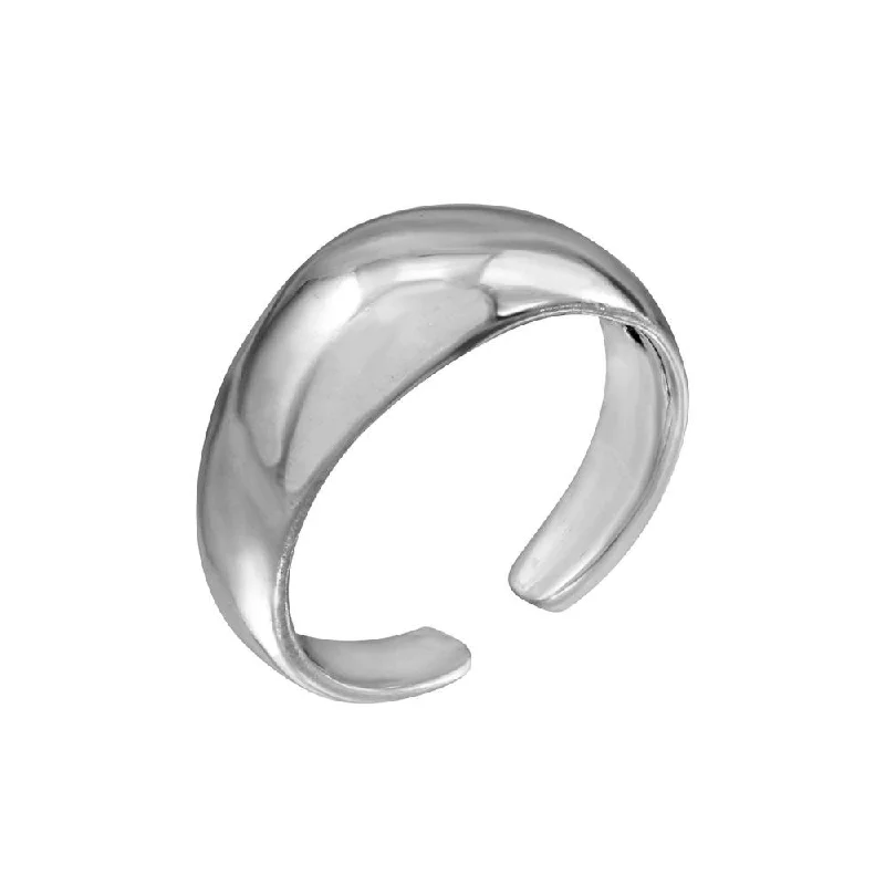 Silver 925 High Polished Plain Rounded Adjustable Toe Ring - TR162-A