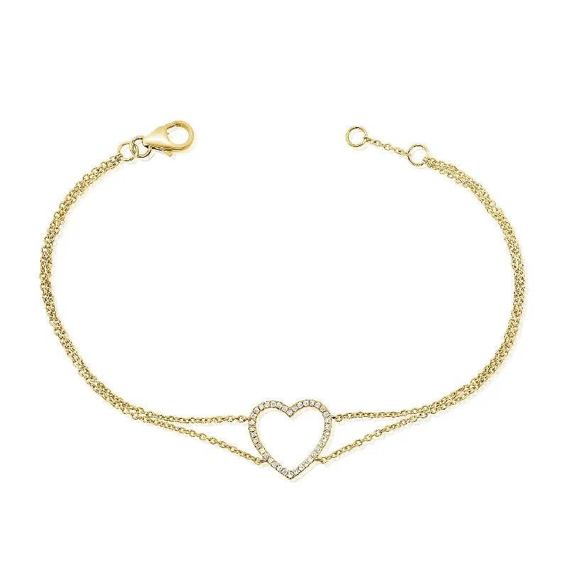 Diamond Heart Chain Bracelet made in 14K Gold