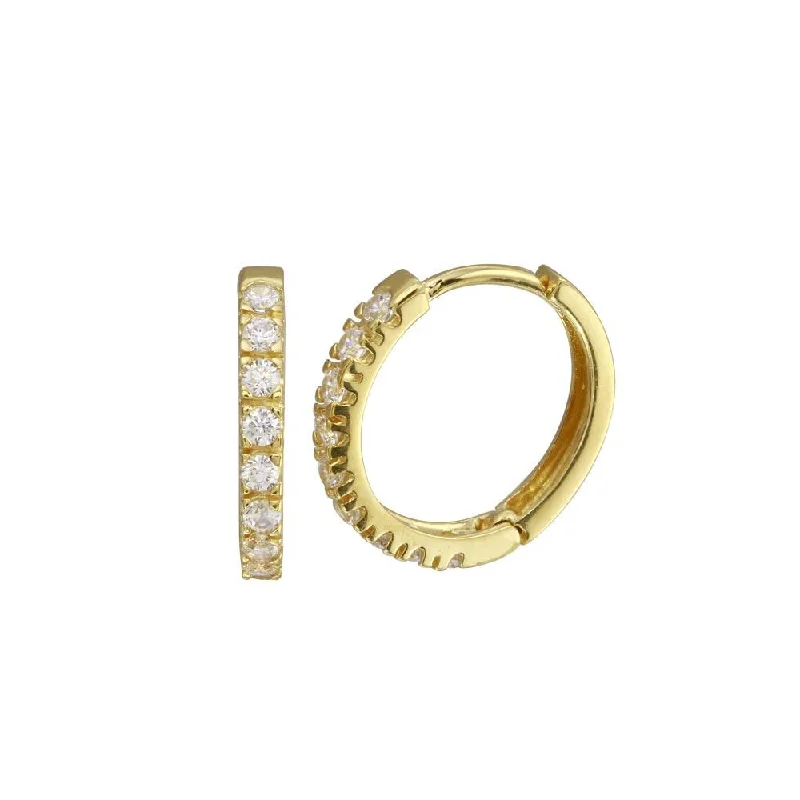 Gold Plated 925 Sterling Silver Round CZ Hoop Earring 15mm - GME00032GP