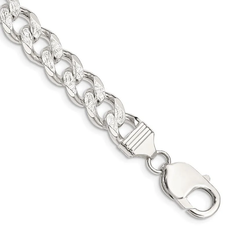 Sterling Silver 9.15mm Pav‚ Curb Chain Bracelet