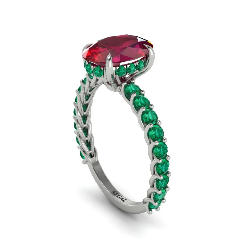 Oval-Cut Halo Ruby Timeless Elegance Engagement Ring - Kelsey No. 27