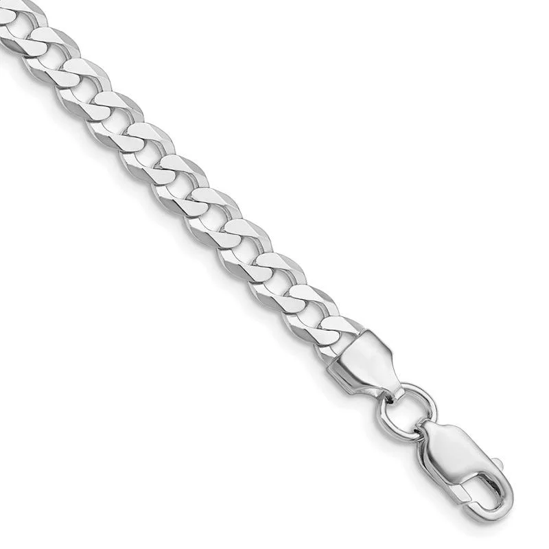 Sterling Silver Rhodium-plated 5.75mm Flat Curb Chain Bracelet