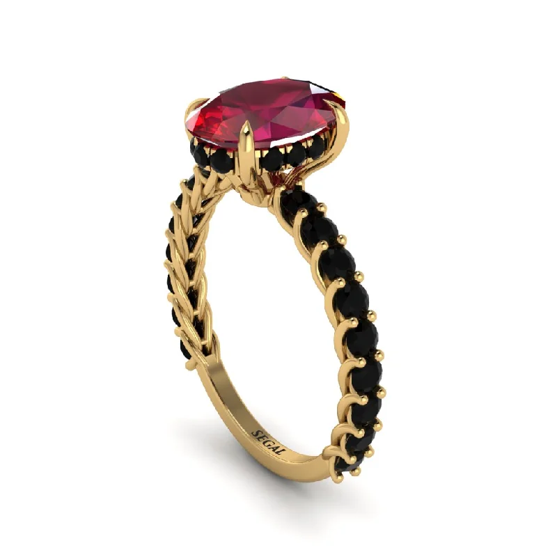 Oval-Cut Halo Ruby Timeless Elegance Engagement Ring - Kelsey No. 40