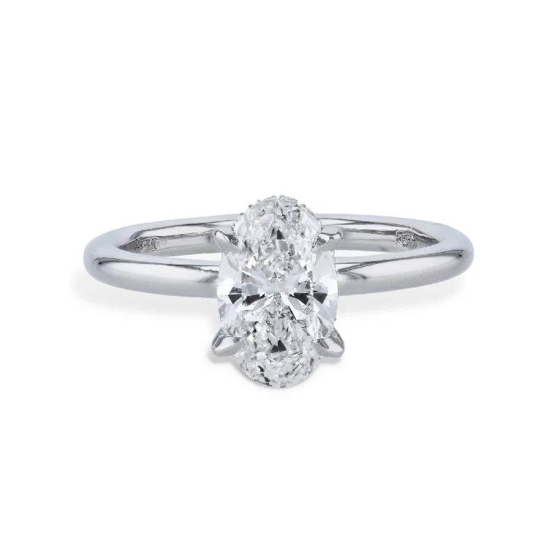 1.50 Carat Oval Diamond Platinum Engagement Ring