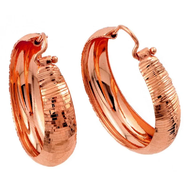 Silver 925 Rose Gold Plated Hoop Earrings - ITE00078RGP