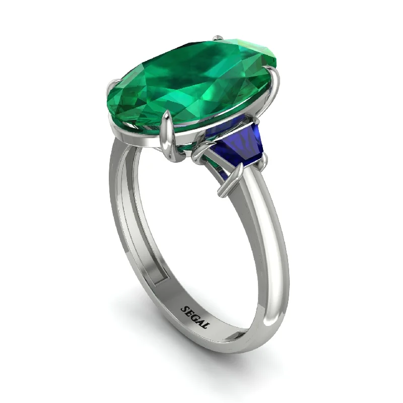 Oval-Cut Emerald Three Stone Engagement Ring - Amari No. 66