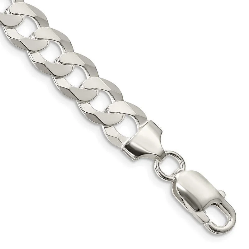 Sterling Silver 8.5mm Flat Curb Chain Bracelet