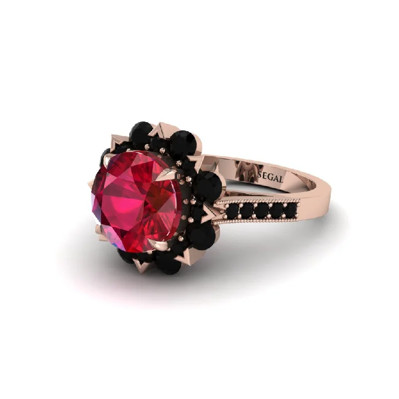 Ruby Halo Sunburst Engagement Ring - Winter No. 41