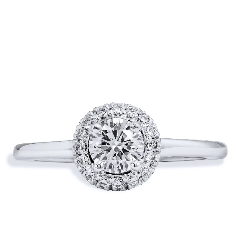 Round Brilliant Cut Diamond Engagement Ring with Halo