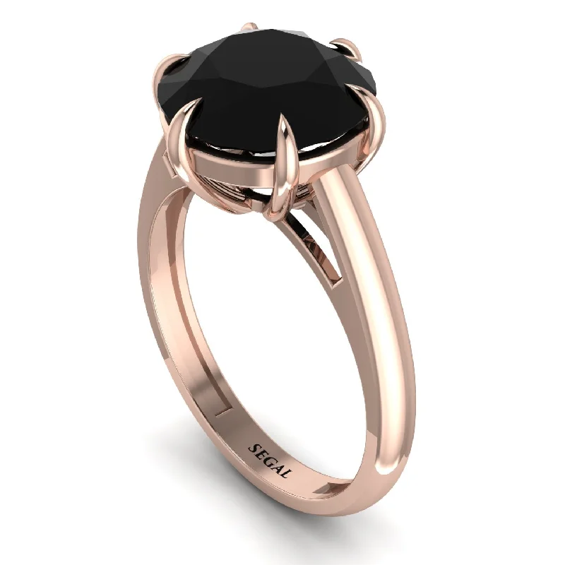 Round Cut Black Diamond Solitaire Engagement Ring - Miranda No. 8