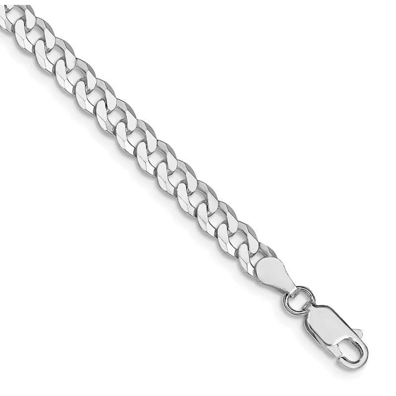 Sterling Silver Rhodium-plated 5mm Beveled Curb Chain Bracelet