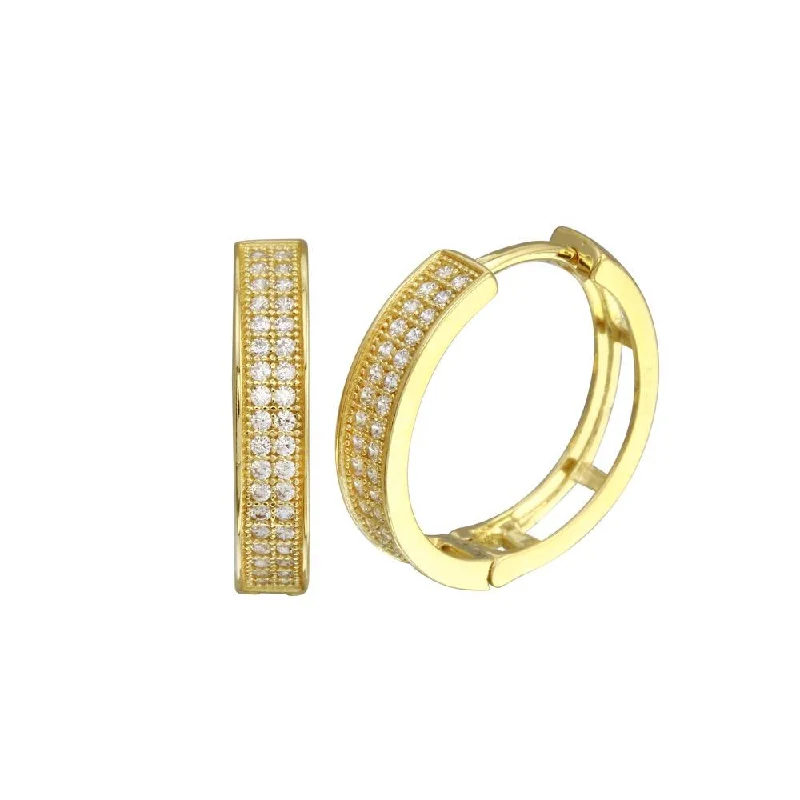 Gold Plated 925 Sterling Silver Round Micro Pave CZ Hoop Earring 18mm - GME00023GP