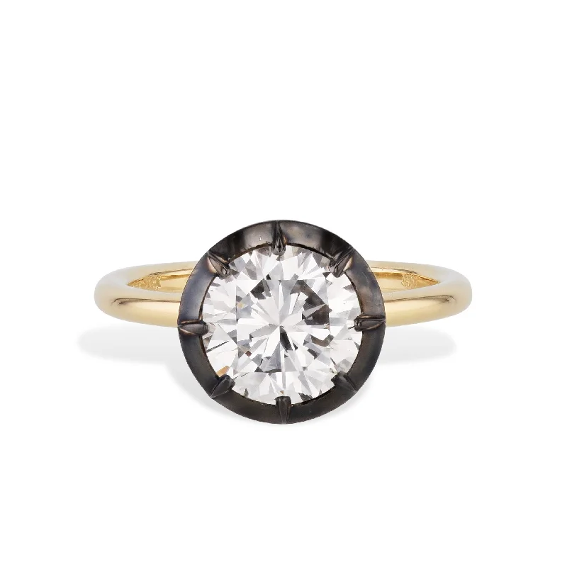 Round Brilliant Cut Diamond Black Ruthenium Engagement Ring