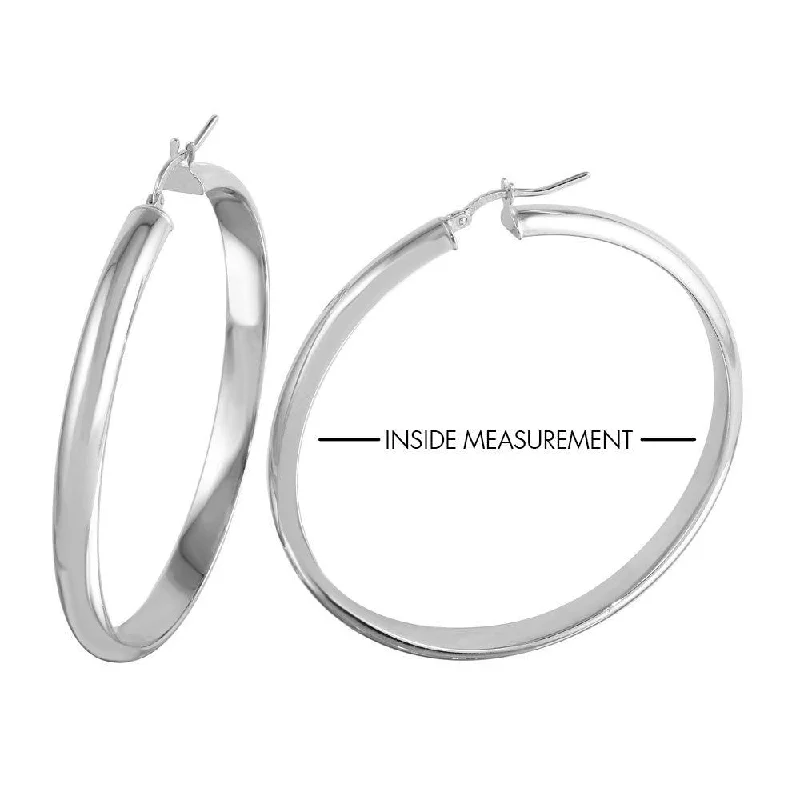 Rhodium Plated 925 Sterling Silver Electroforming Rounded 5mm Hoop Earrings - ARE00023RH