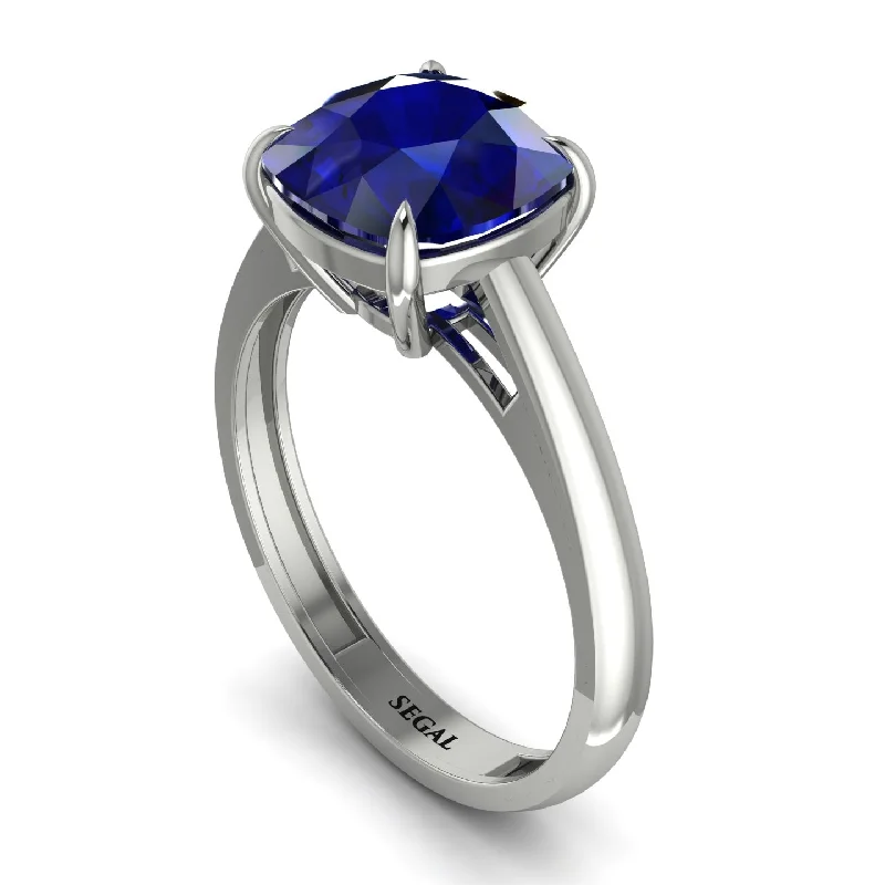 Cushion Cut Sapphire Solitaire Engagement Ring - Royalty No. 15