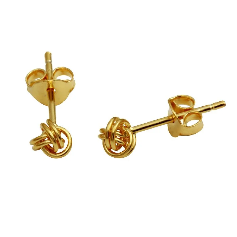 Gold Plated 925 Sterling Silver Mini Knot Stud Earrings - STE01155GP