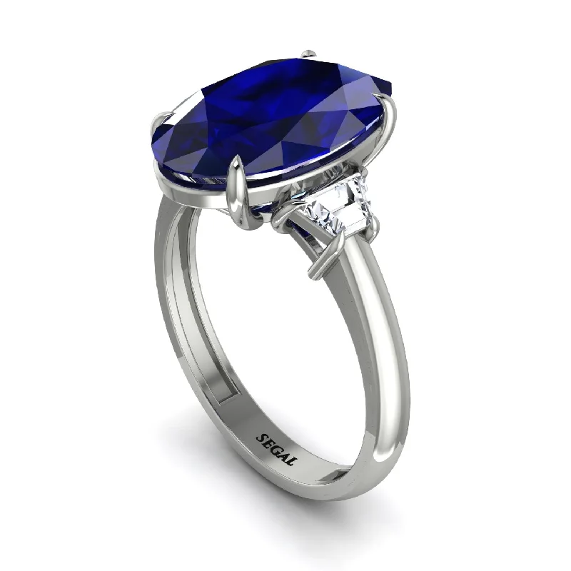 Oval-Cut Sapphire Three Stone Engagement Ring - Amari No. 15