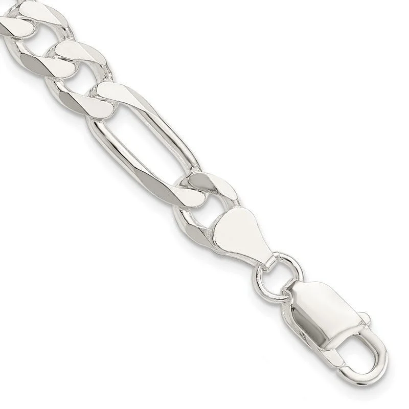 Sterling Silver 7.5mm Figaro Chain Bracelet