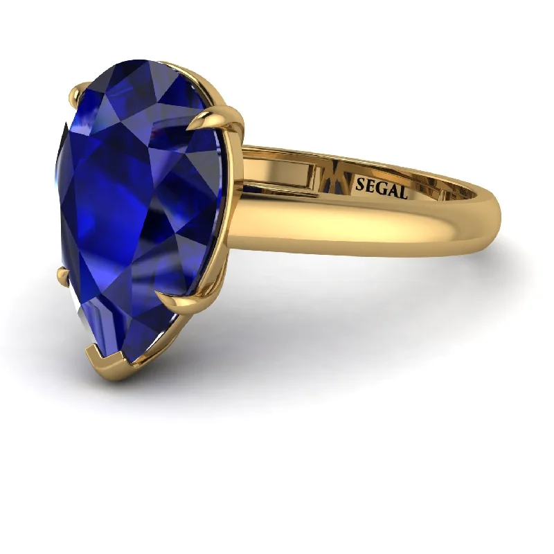 Pear Cut Sapphire Solitaire Engagement Ring - Elle No. 13