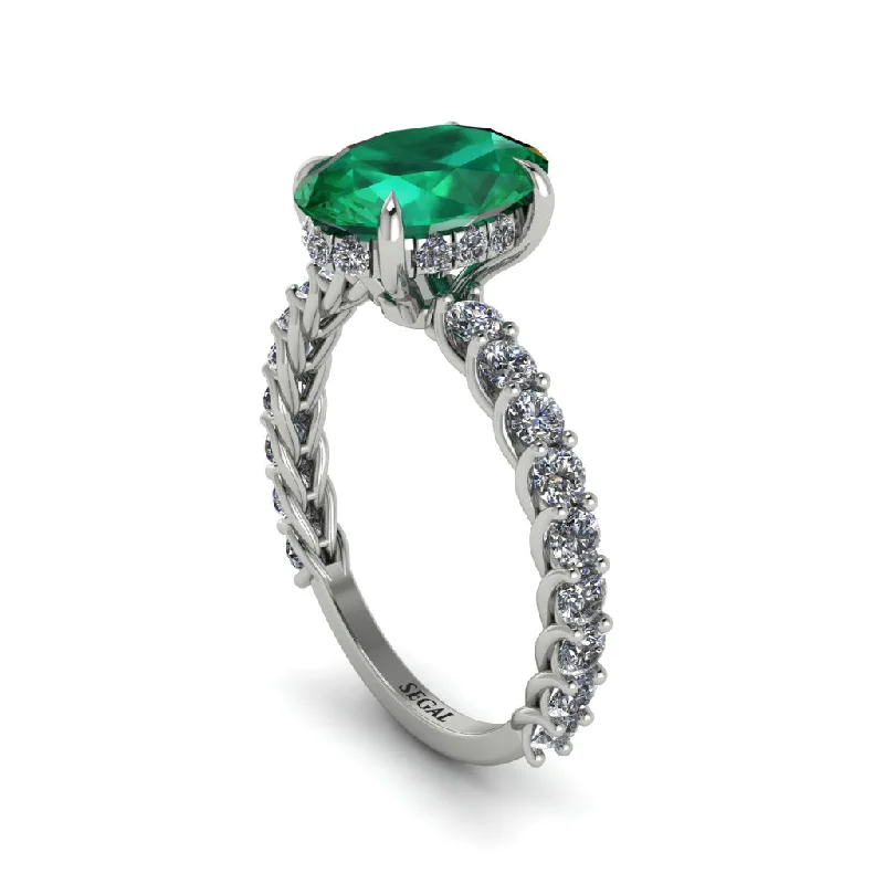 Oval-Cut Halo Emerald Timeless Elegance Engagement Ring - Kelsey No. 6