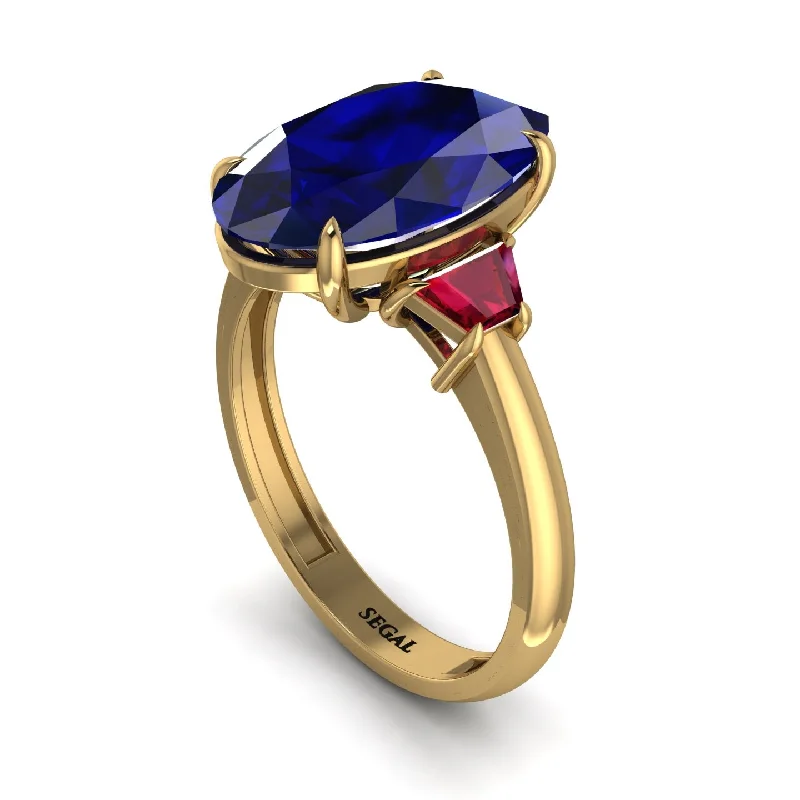 Oval-Cut Sapphire Three Stone Engagement Ring - Amari No. 58